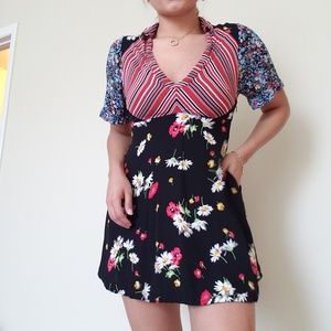 Free People multi pattern mini dress size 4